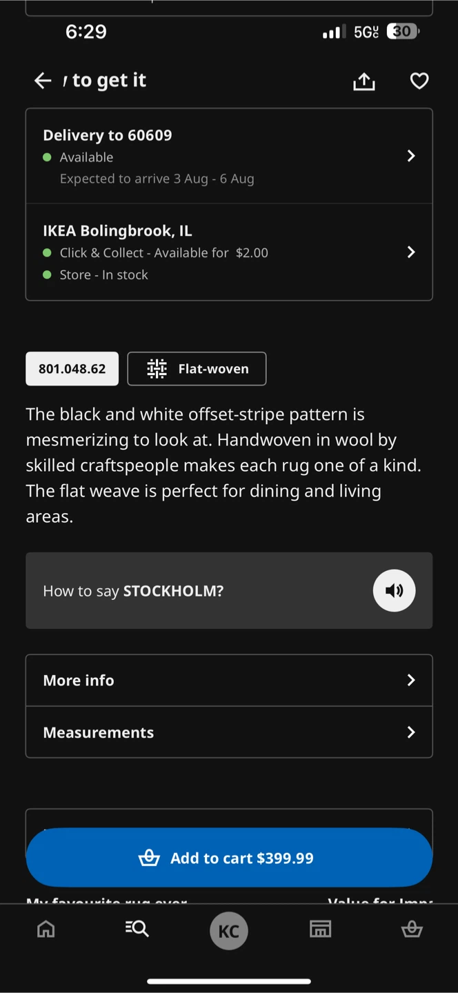 IKEA STOCKHOLM Rug, Black/Off-White, 5'7" x7'10" - photo 4
