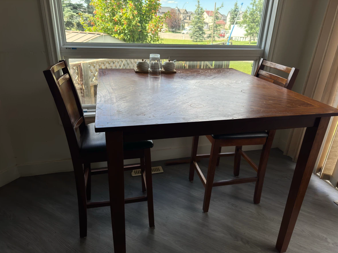Wooden Dining Table with 2 Chairs