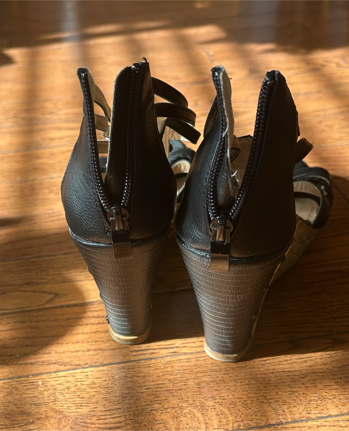 Black Wedge Sandals with Embellishments - photo 2