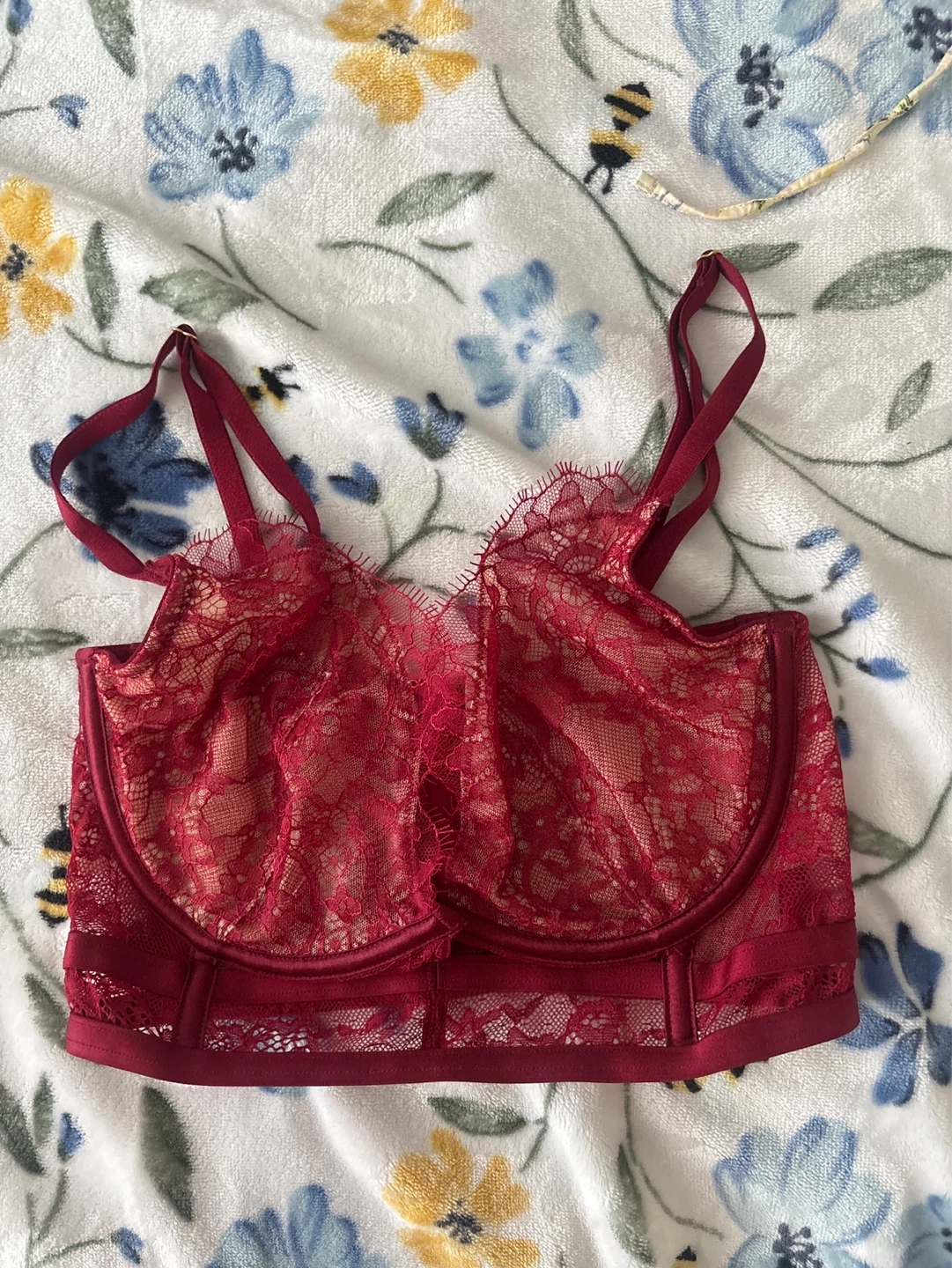 Red Lace Corset Bra