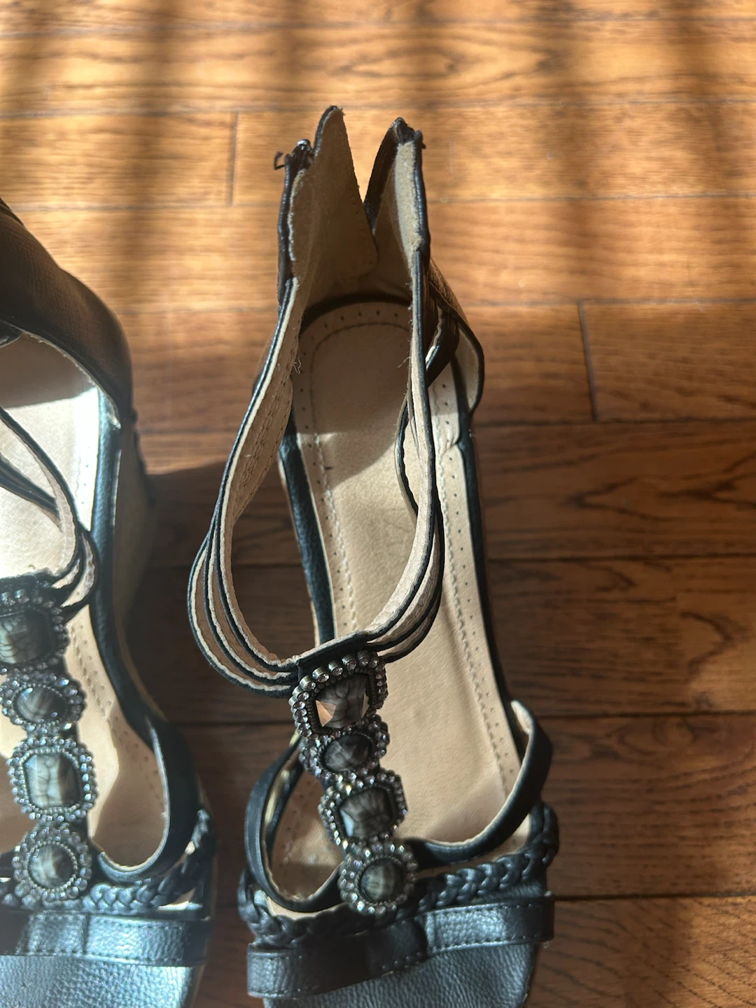 Black Wedge Sandals with Embellishments - photo 3