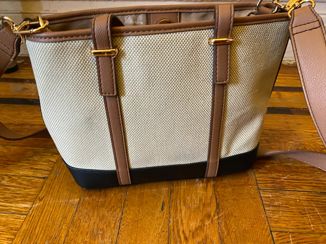 Anne Klein Canvas Tote Bag with Leather Trim - photo 3