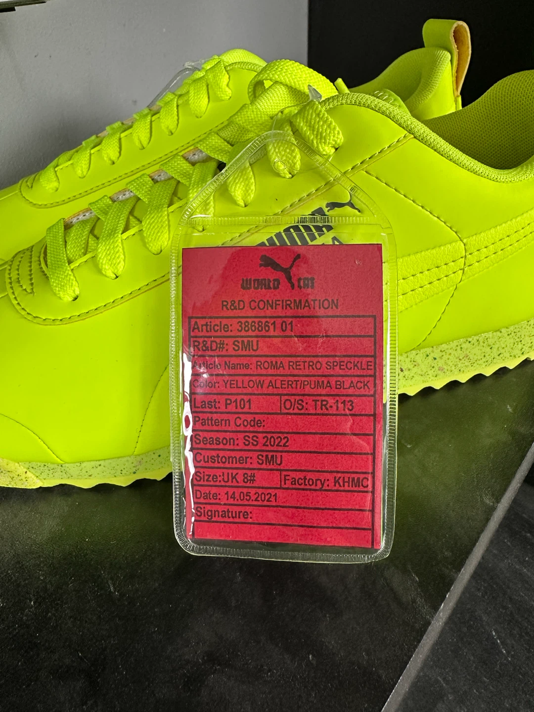 Puma Roma Retro Speckle Neon Yellow Shoes Size UK 8 - photo 2