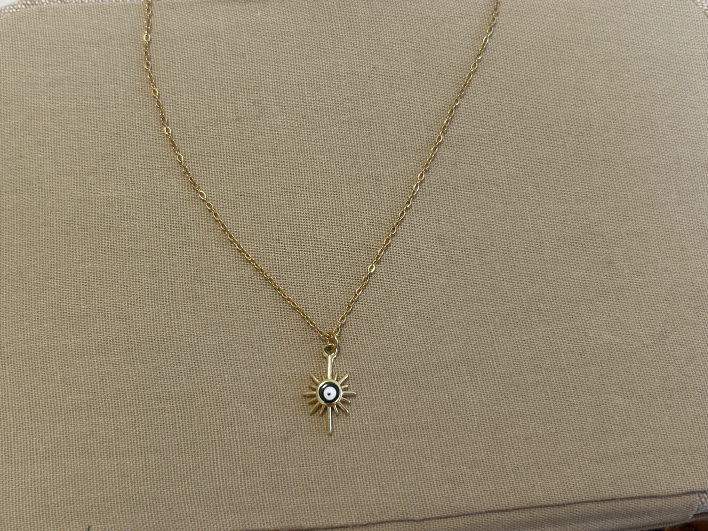 Gold Sun and Evil Eye Necklace