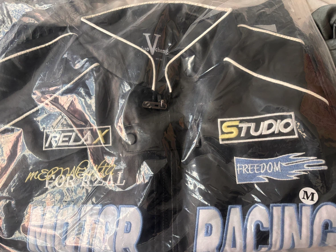 Black Motor Racing Jacket with patches