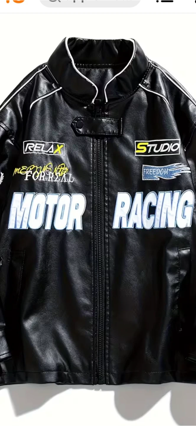 Black Motor Racing Jacket with patches - photo 2