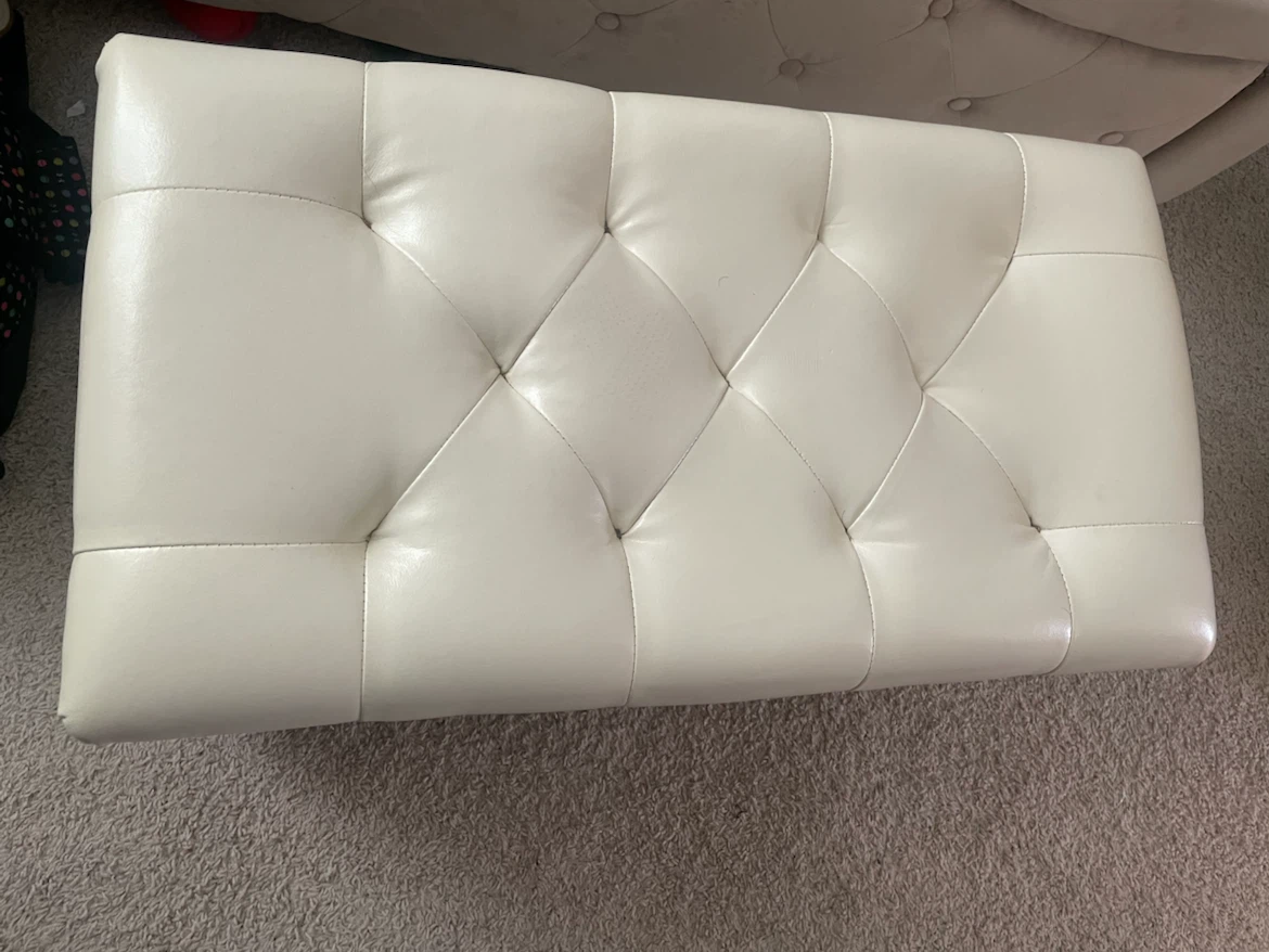 White Tufted Storage Ottoman Bench FREE
