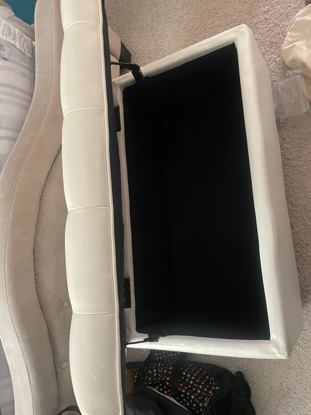 White Tufted Storage Ottoman Bench FREE - photo 2