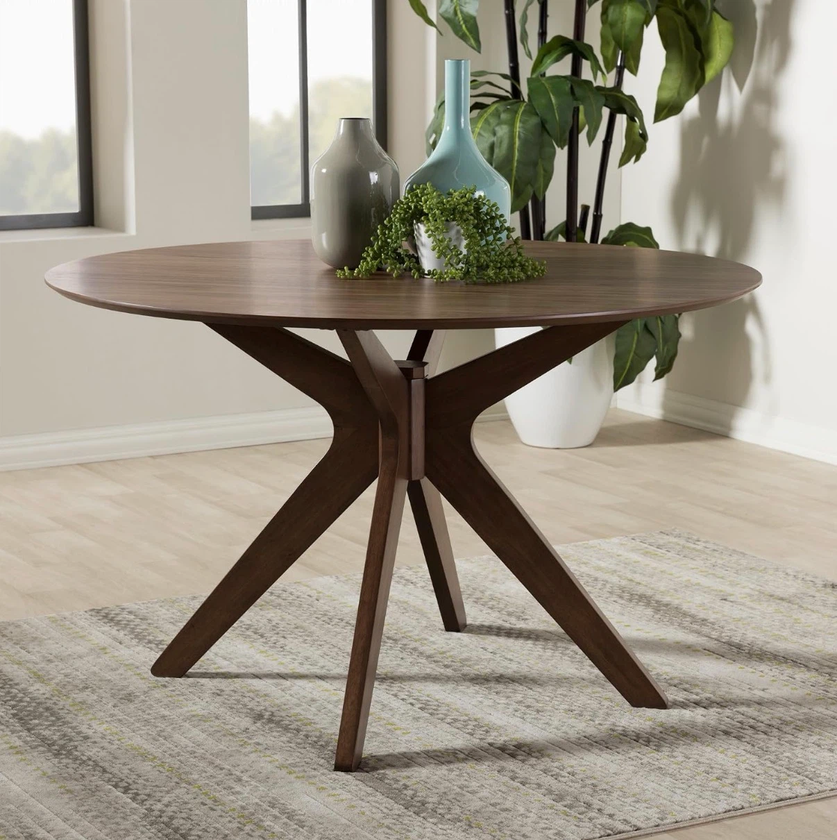 Baxton Studio Monte Walnut Round Dining Table