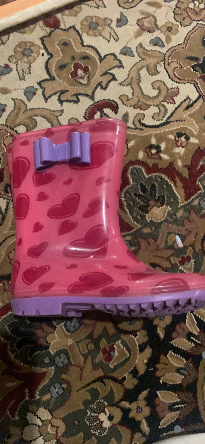 Pink Heart Rain Boots