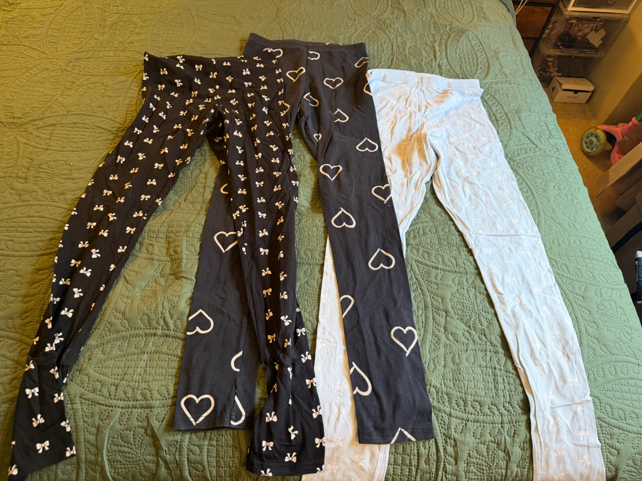 Old Navy Girls Leggings XXL Set of 3 Hearts & Bows