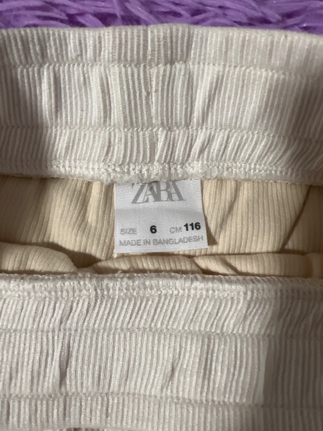 ZARA Wide Leg Ribbed Pants Cream Size 6 - photo 4