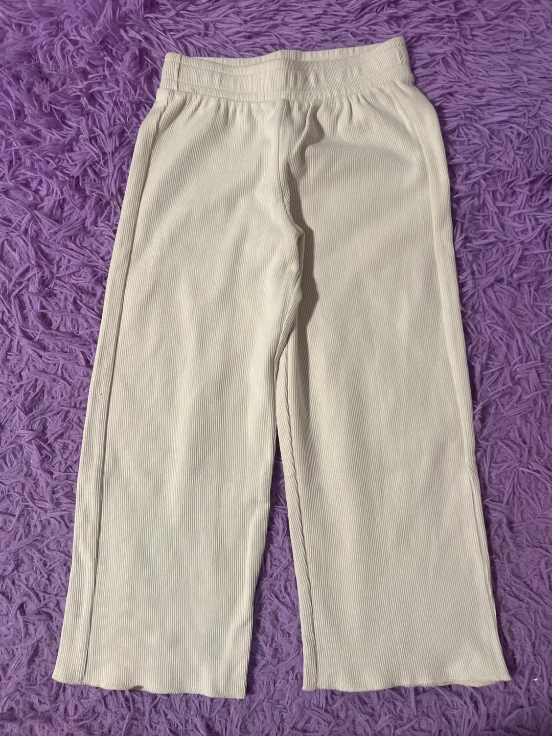 ZARA Wide Leg Ribbed Pants Cream Size 6 - photo 3