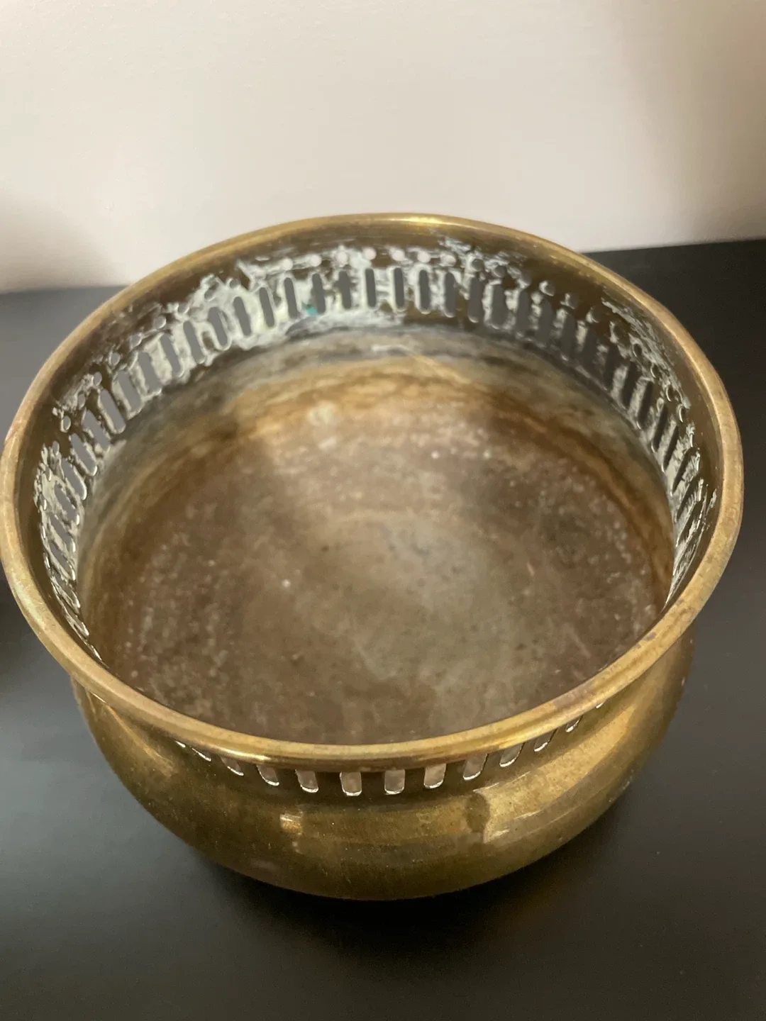 Vintage Brass Pedestal Planter with Ornate Cast Feet - photo 3