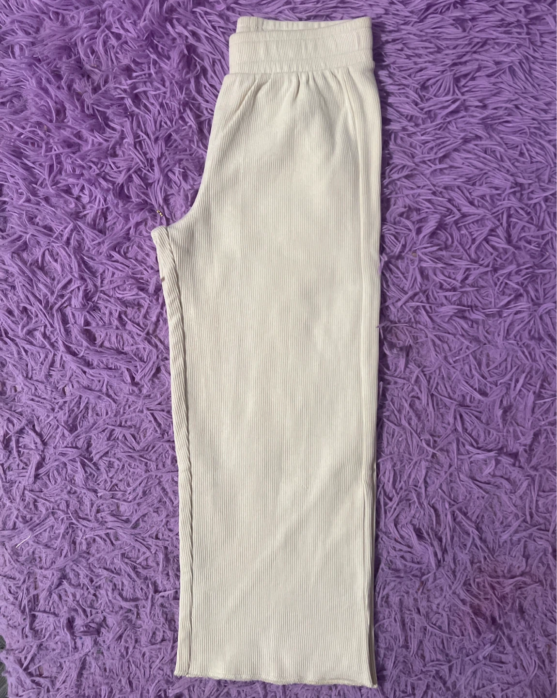 ZARA Wide Leg Ribbed Pants Cream Size 6 - photo 2