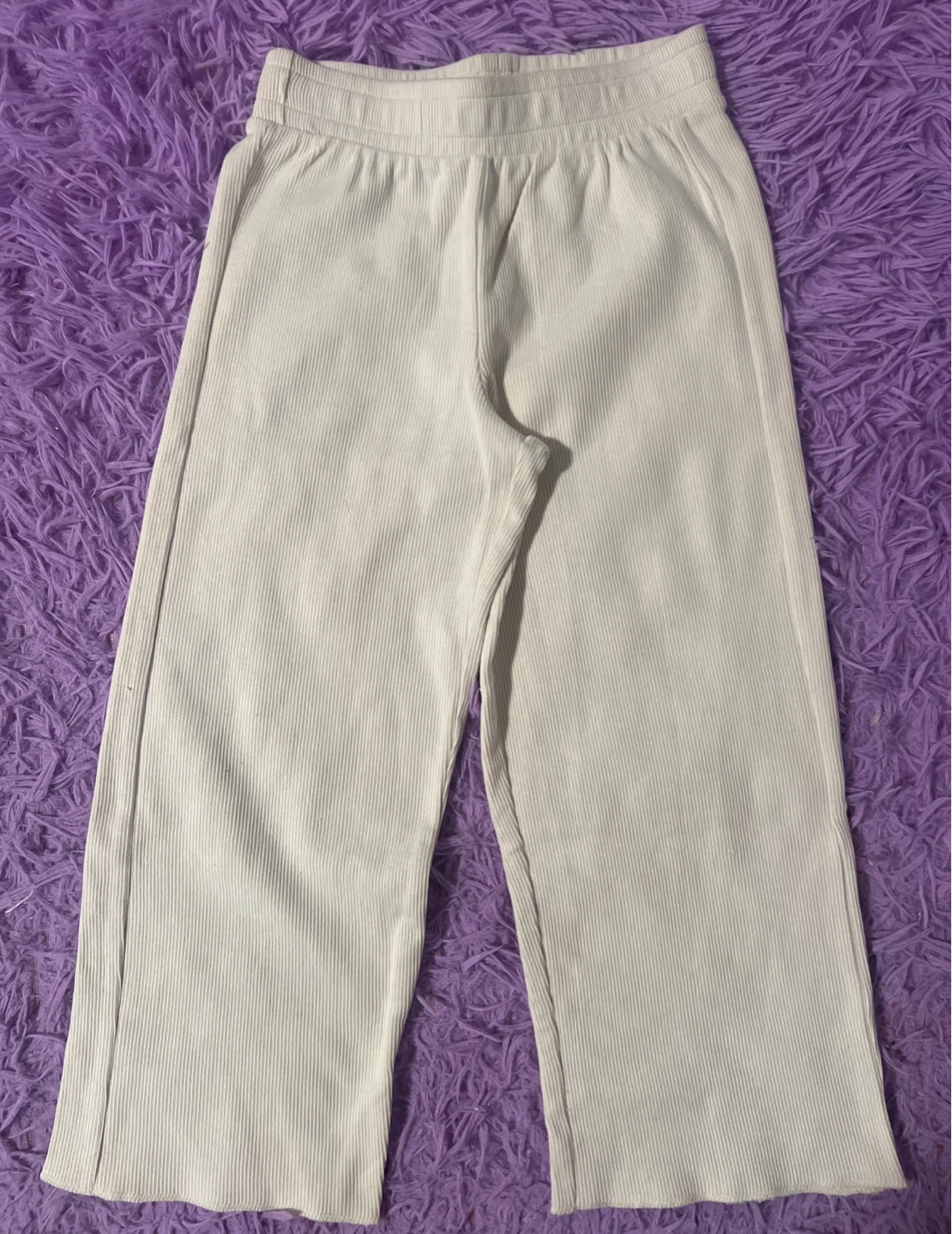 ZARA Wide Leg Ribbed Pants Cream Size 6