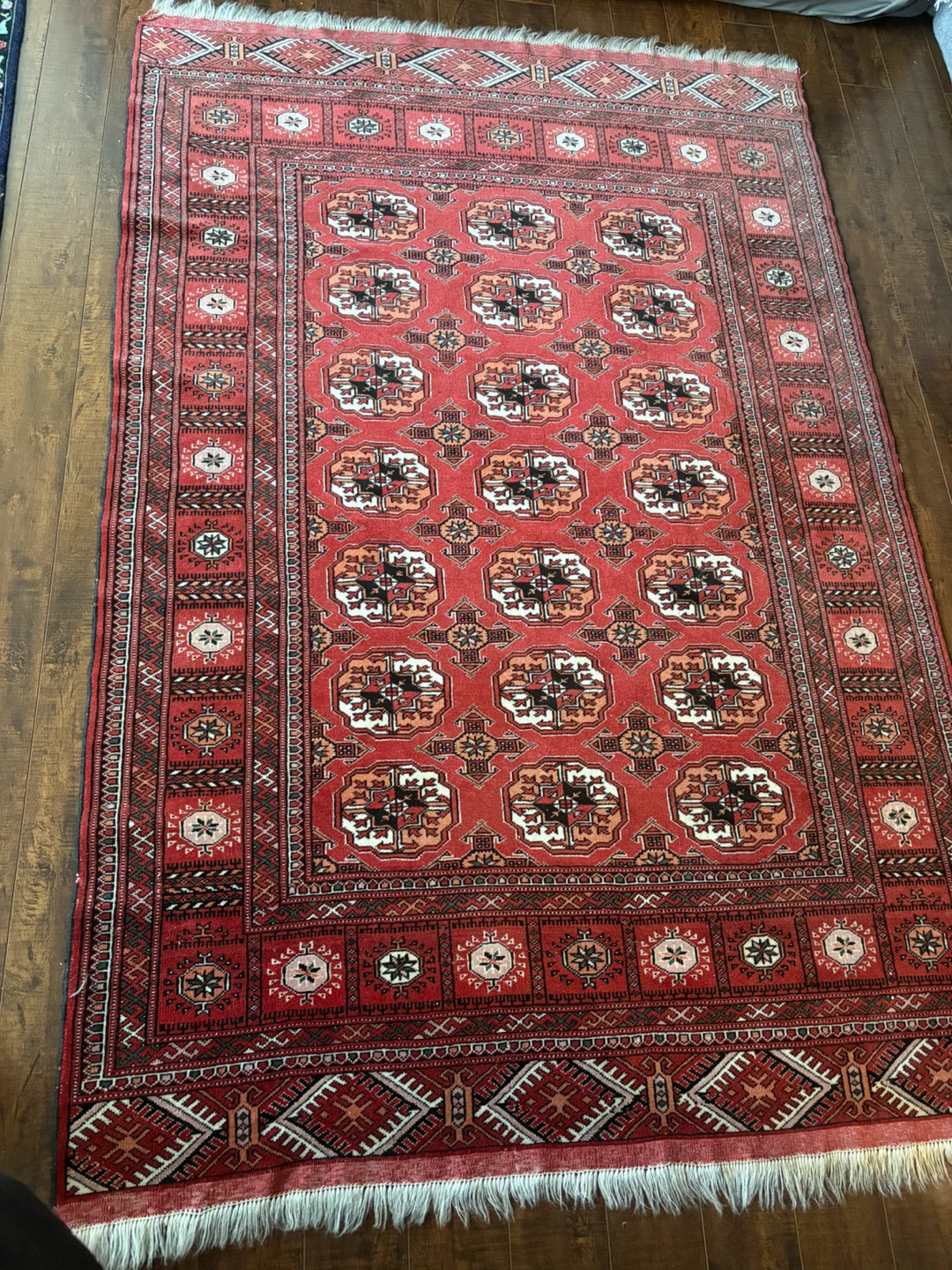 Persian rug , Red Oriental Rug with Geometric Pattern