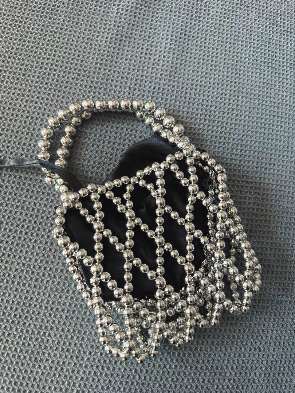 Black & Silver Beaded Bucket Bag - photo 3