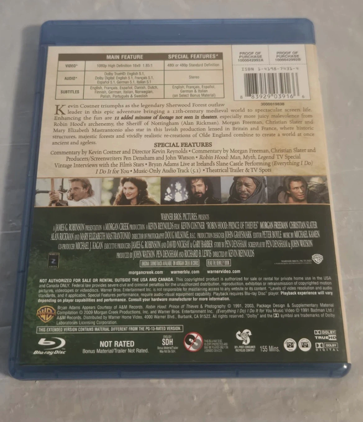Robin Hood Prince Of Thieves Blu Ray - photo 2