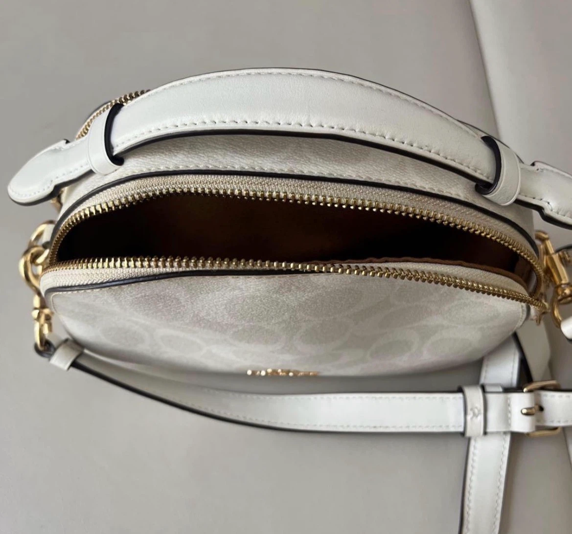 Coach White Signature Mini Camera Crossbody Bag Gold Hardware - photo 2
