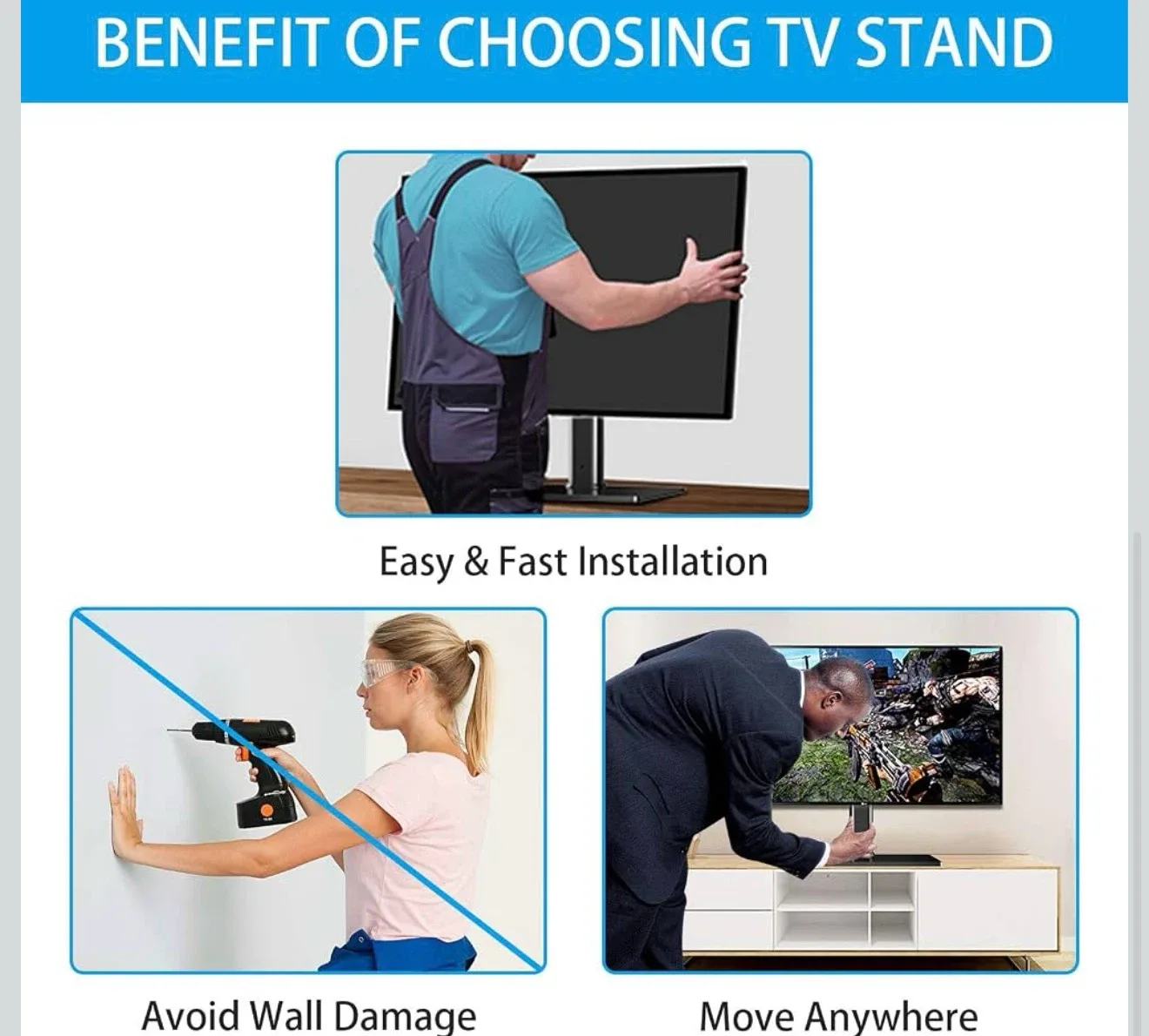 Universal TV Stand - JUSTSTONE Table Top TV Stand for 32-55 - photo 4