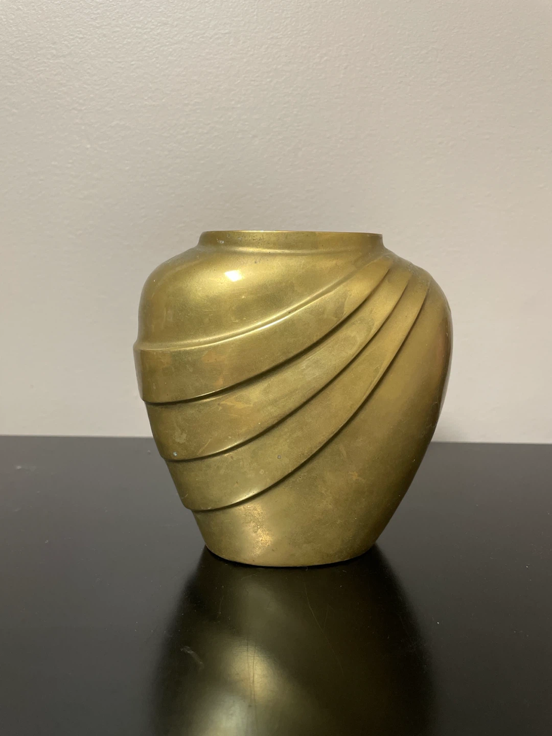 Vintage Brass Vases Art Deco Swirl Ribbon Heavy Metal