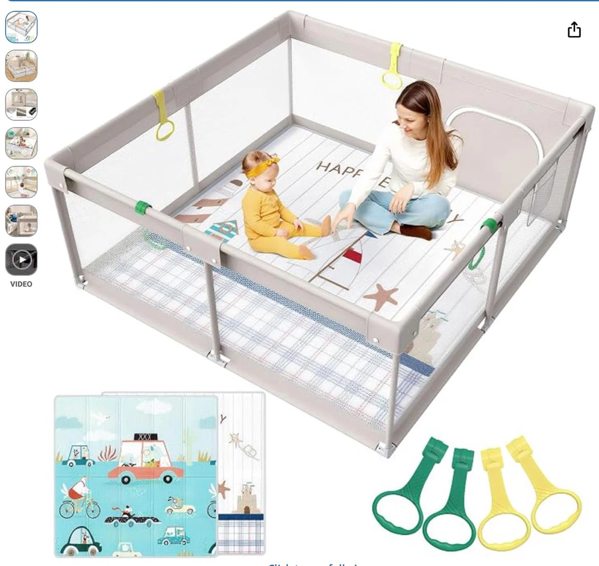 UANLAUO Playpen with Mat and Handles