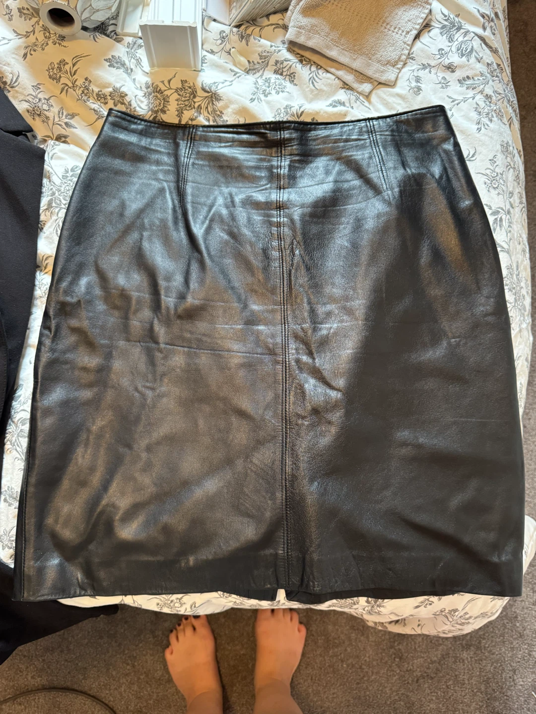 Black Leather Skirt L