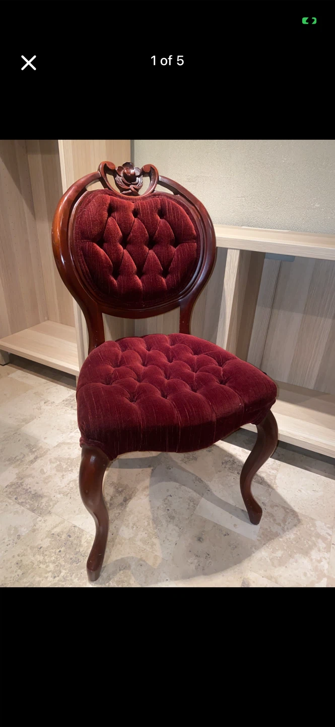 Antique Red Velvet Accent Chair