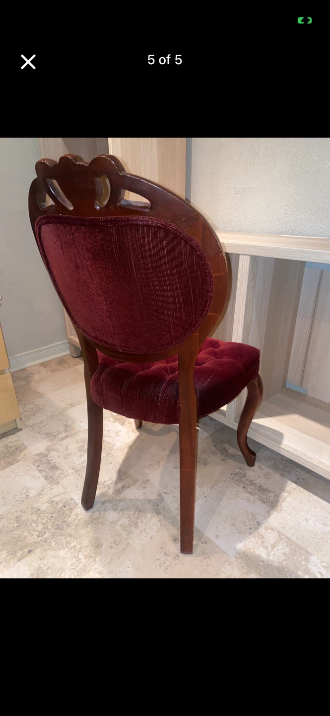 Antique Red Velvet Accent Chair - photo 4