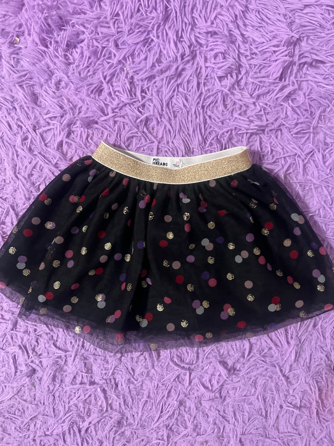Girls Black Polka Dot Tulle Skirt - photo 2