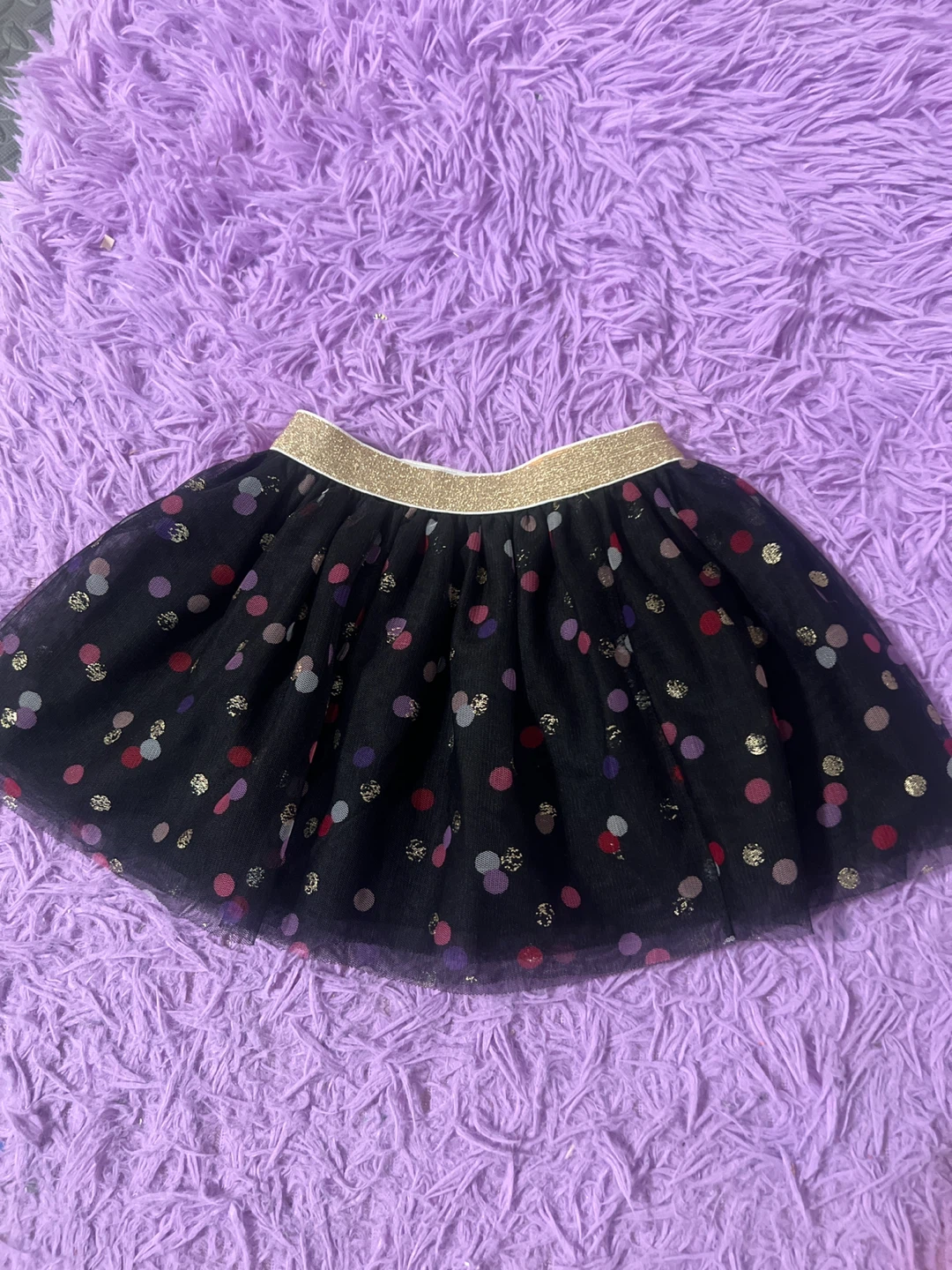 Girls Black Polka Dot Tulle Skirt
