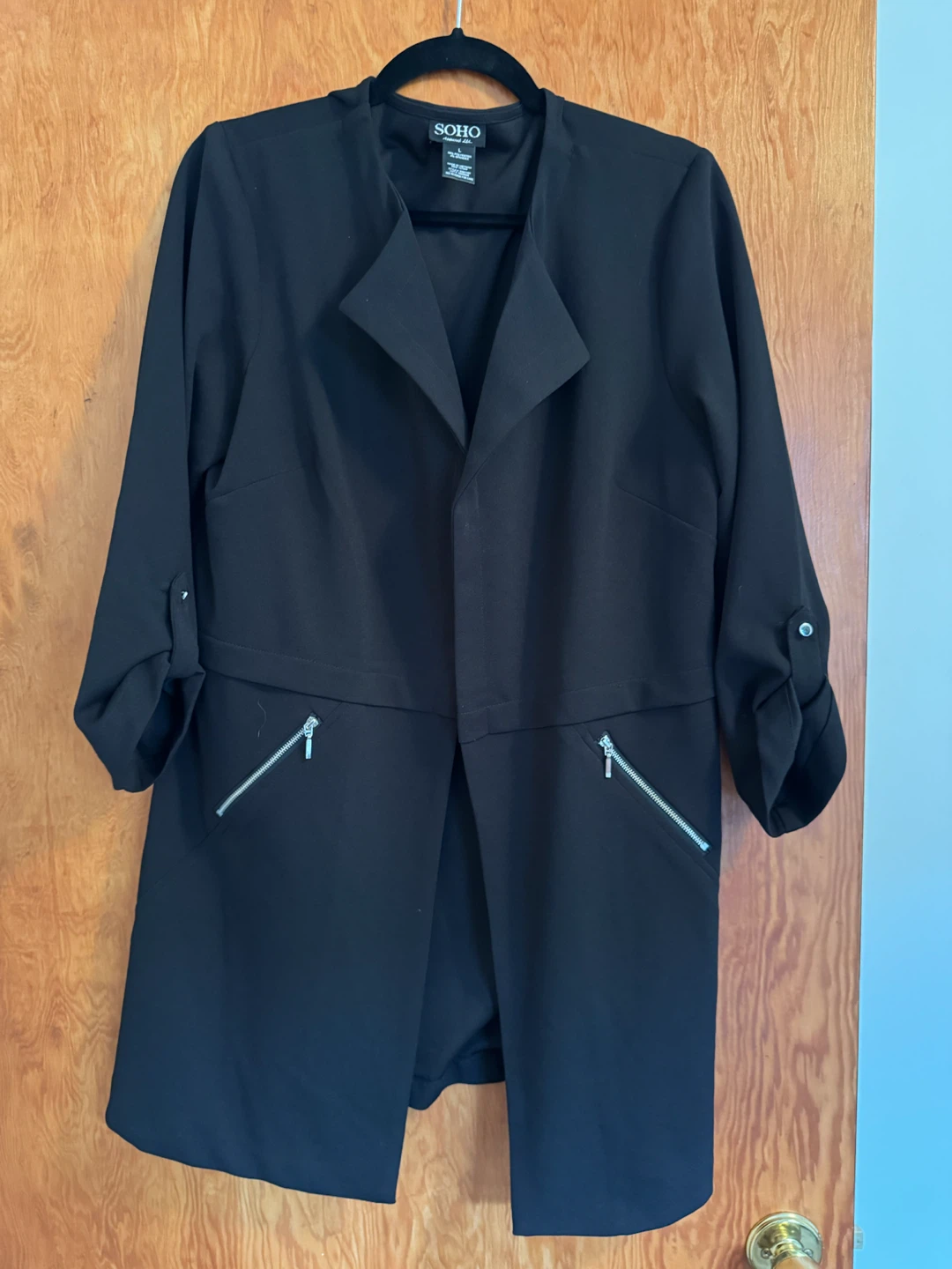 SOHO Black Open Front Jacket L