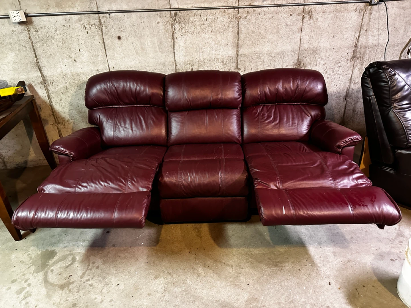 Burgundy Leather Reclining Sofa