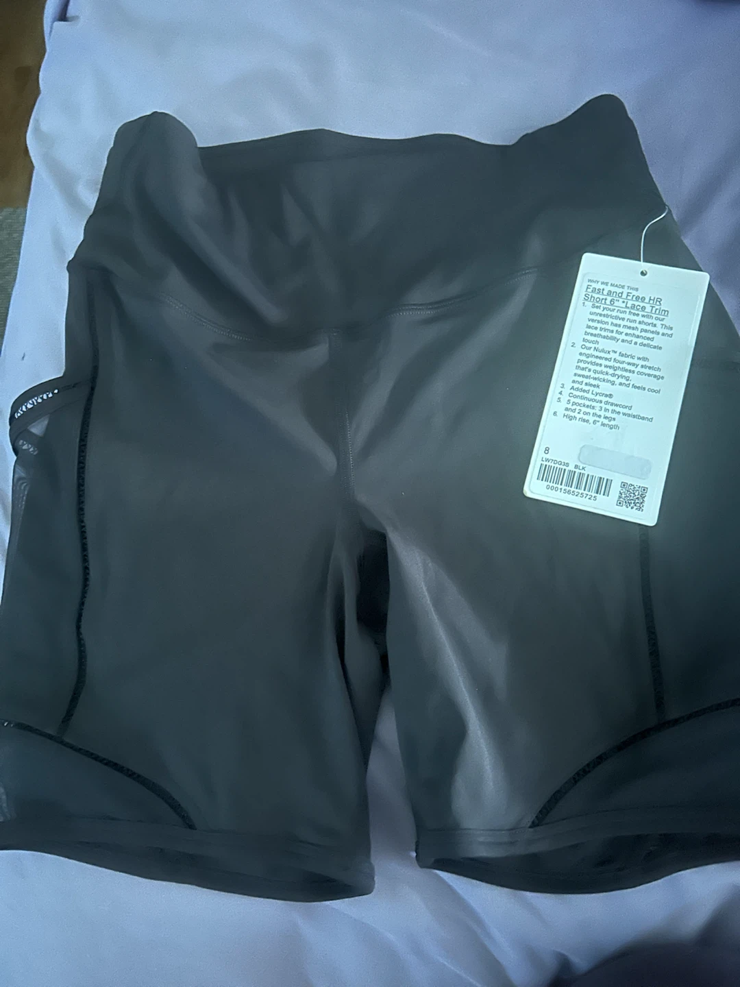 Lululemon Fast and Free HR Short 6" Black Size 8