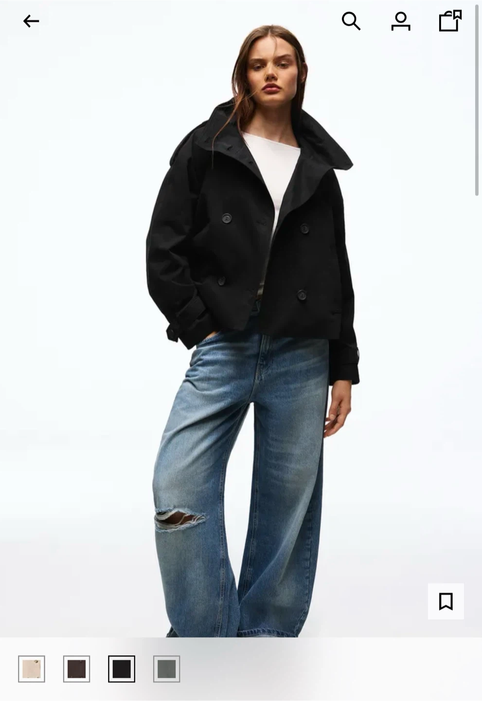 Bershka Brown Double-Breasted Belted Jacket - photo 3