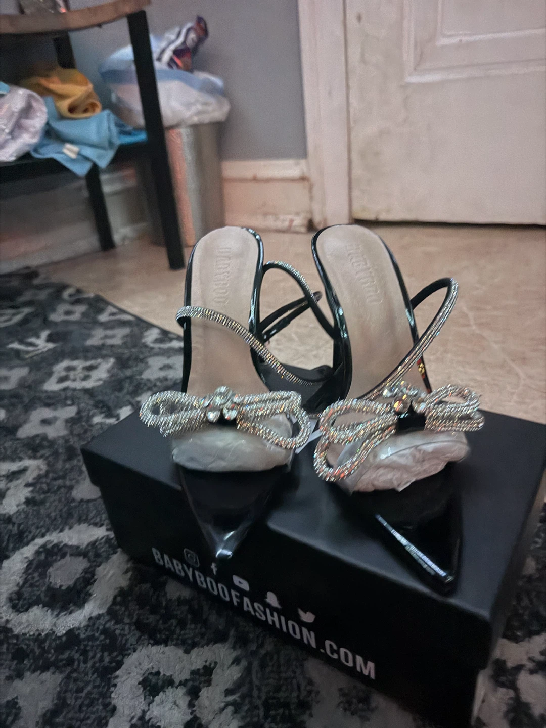 Babyboo Black Patent Bow Stiletto Heels - photo 2