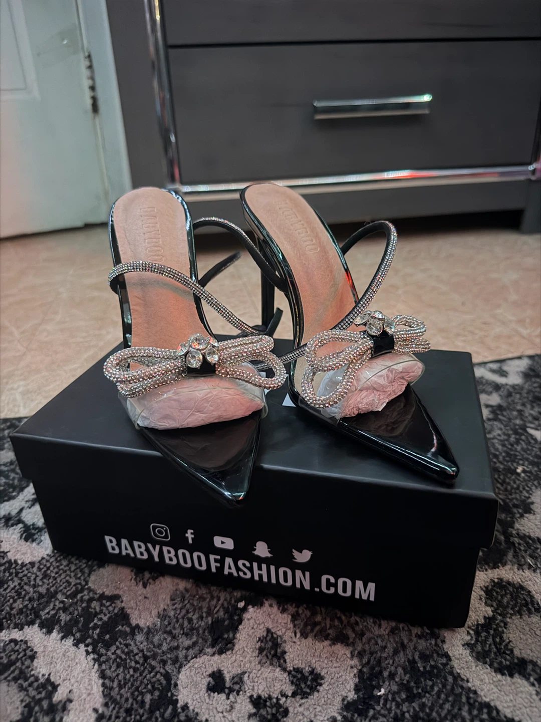 Babyboo Black Patent Bow Stiletto Heels - photo 3