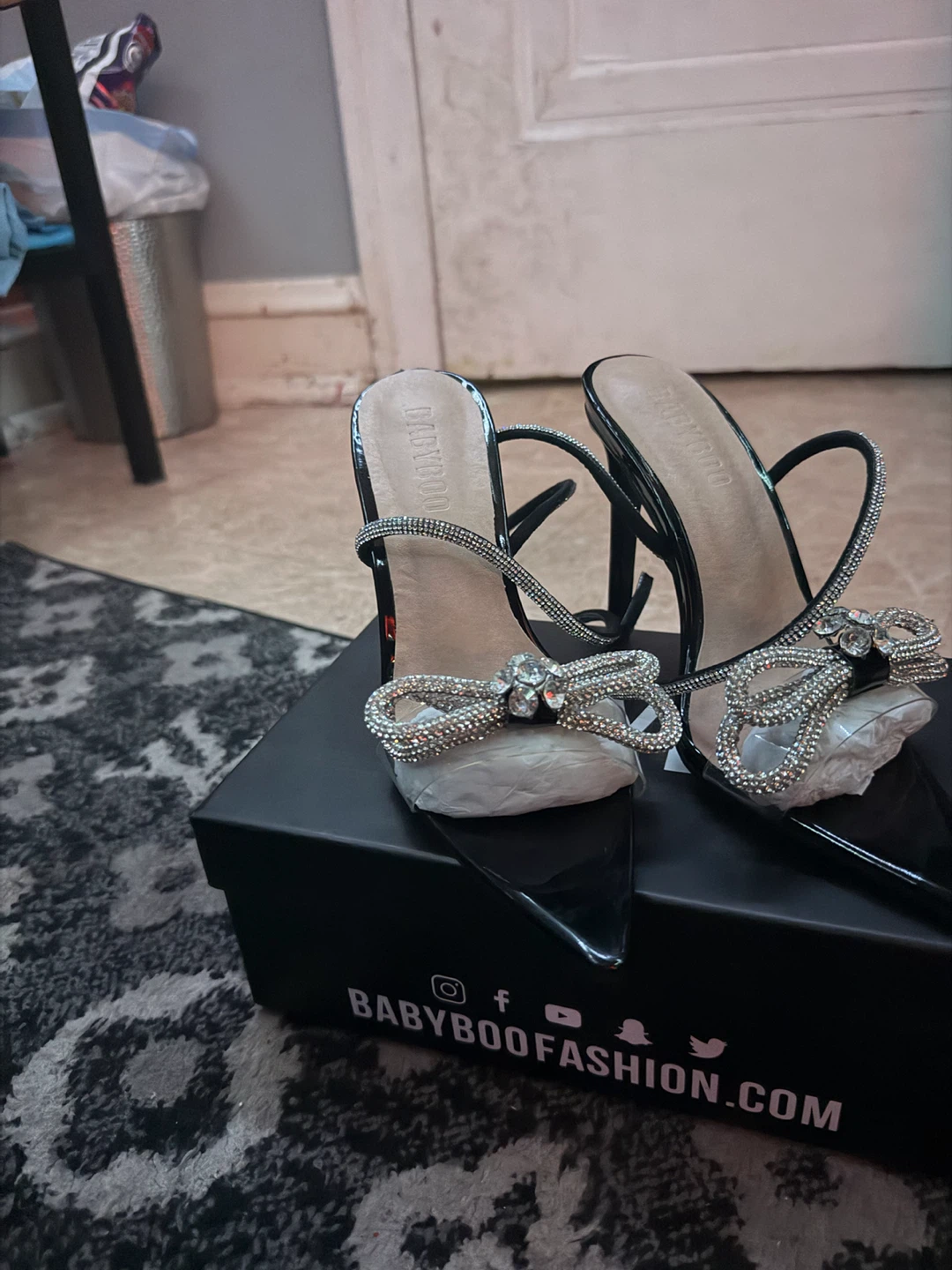 Babyboo Black Patent Bow Stiletto Heels - photo 4