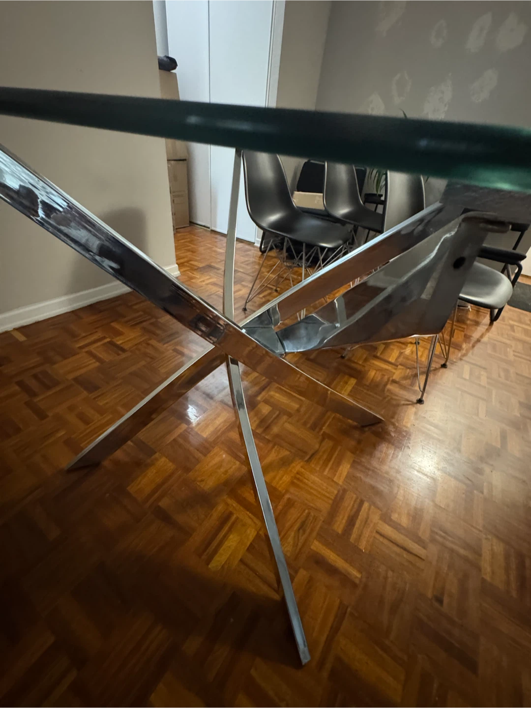 Glass Dining Table with Chrome Base - photo 2