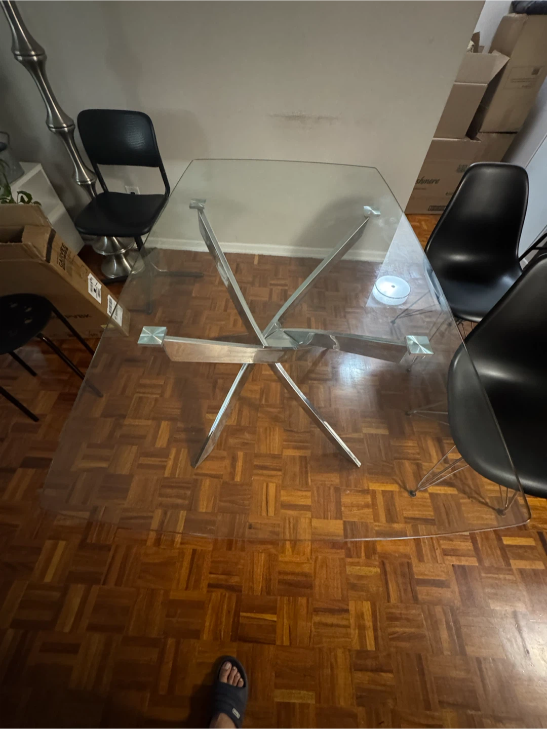 Glass Dining Table with Chrome Base - photo 3