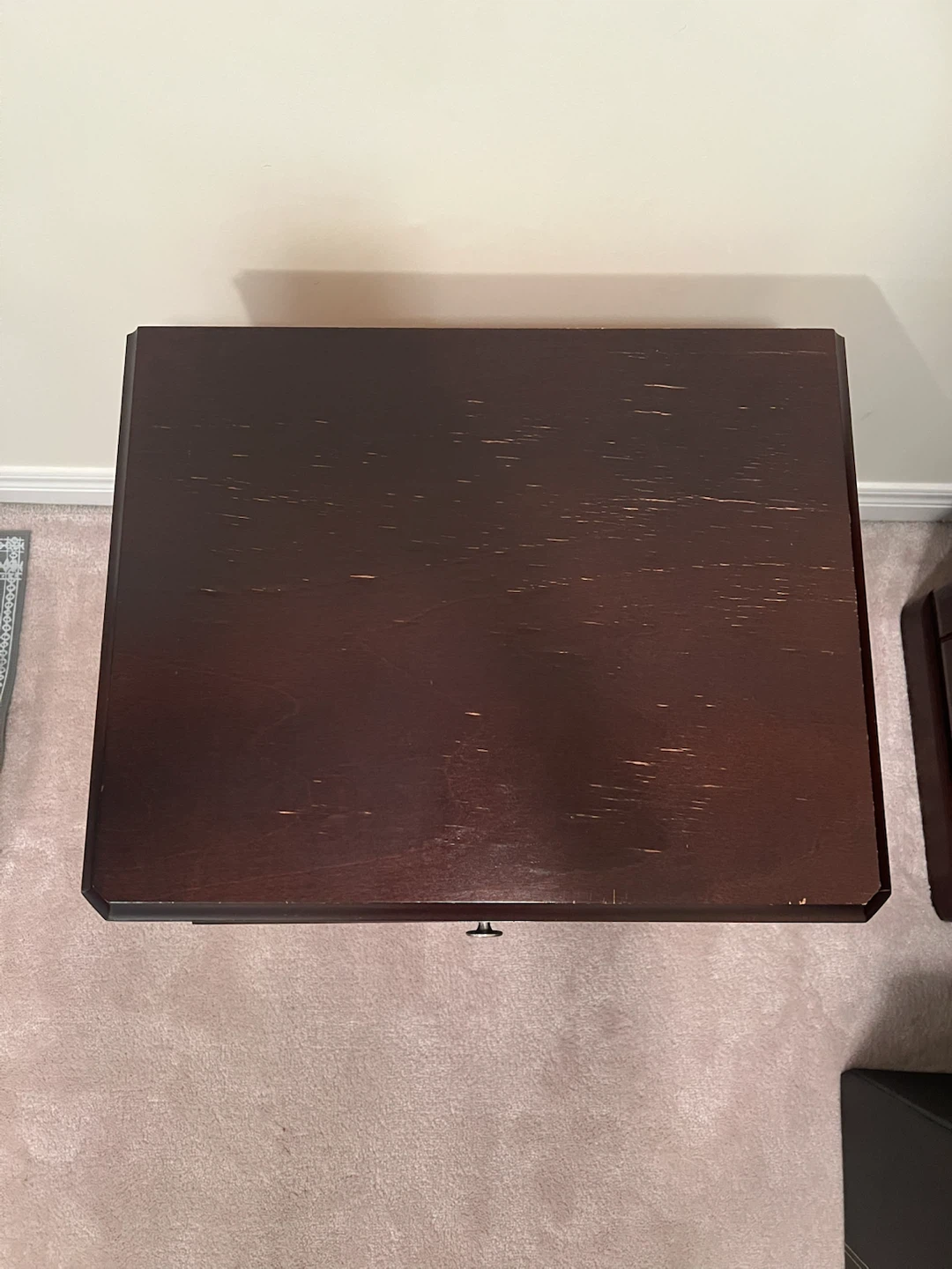Dark Wood Nightstand with Drawer and Open Shelf - photo 3