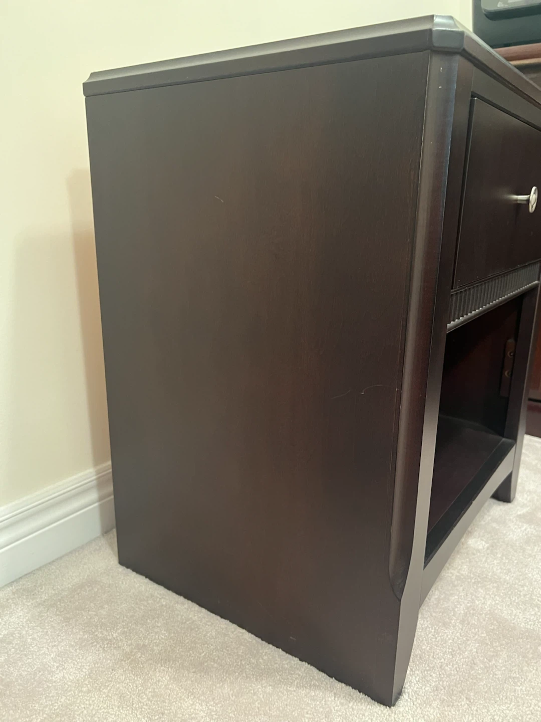 Dark Wood Nightstand with Drawer and Open Shelf - photo 4