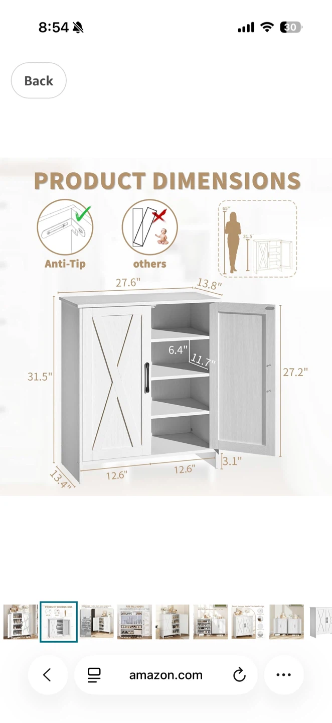 White Shoe Cabinet with Double Doors - photo 5