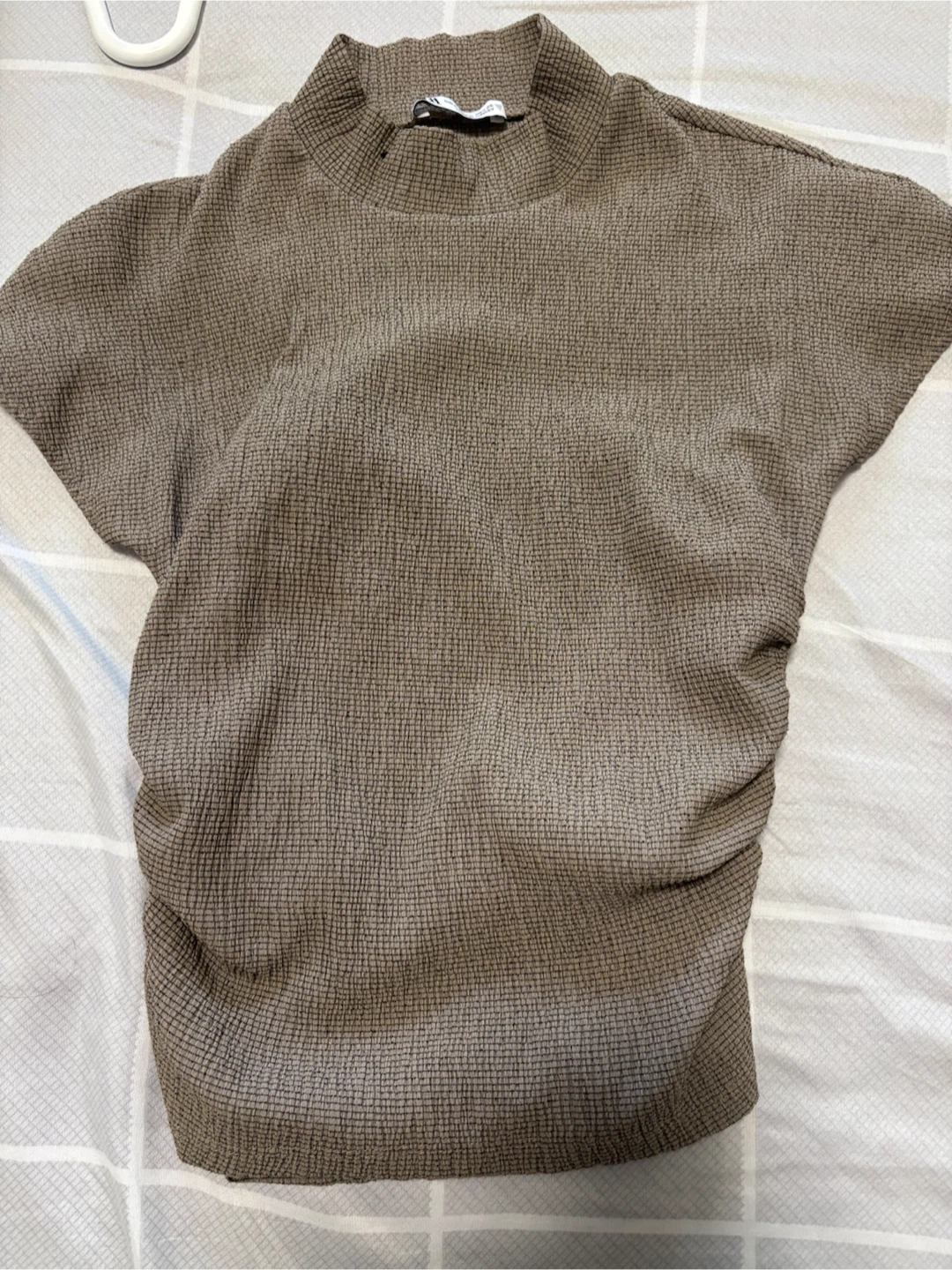 Zara Textured Mock Neck Top