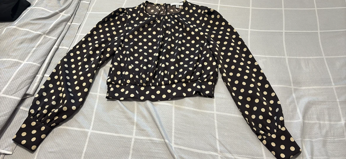 Fashion Nova Polka Dot Long Sleeve Crop Top