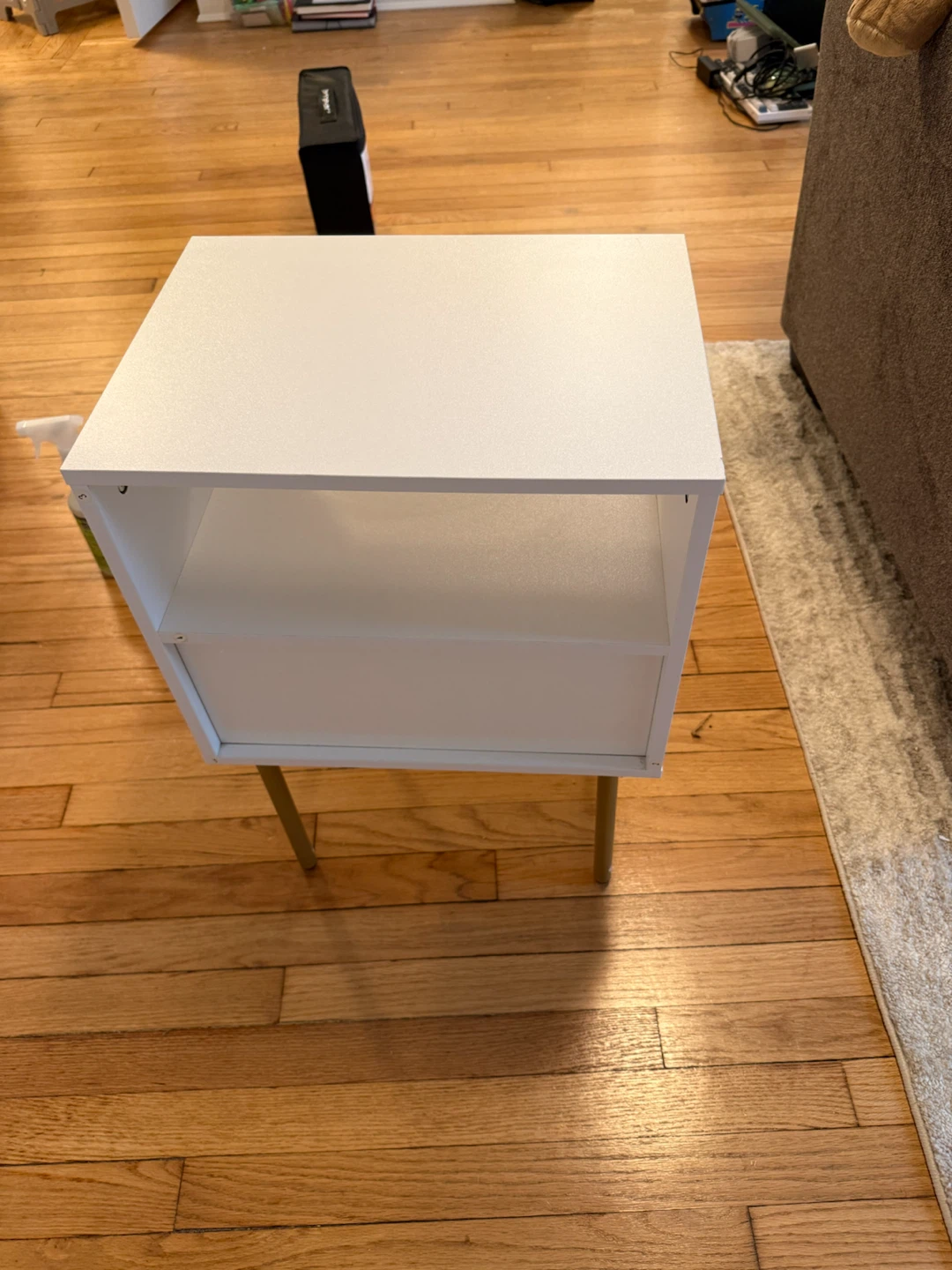 White Nightstand with Drawer and Shelf - photo 5