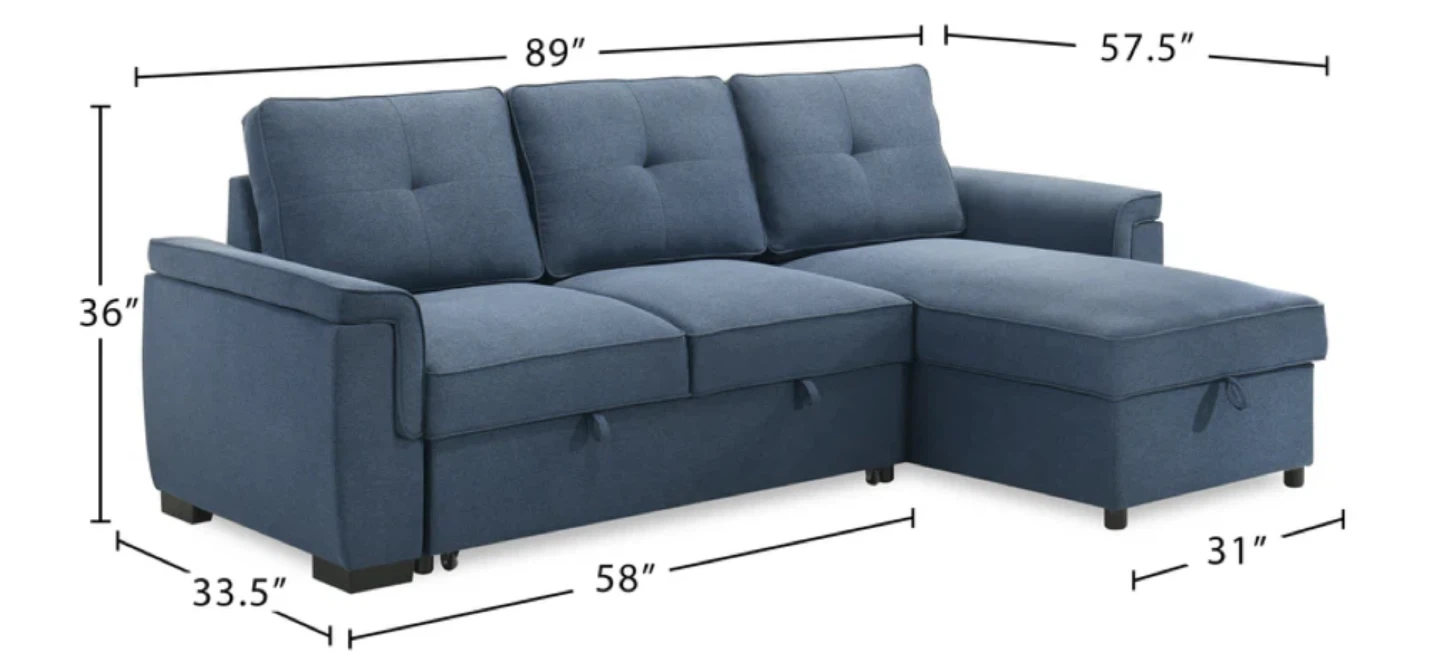 Blue Sectional Sofa with Storage - photo 3