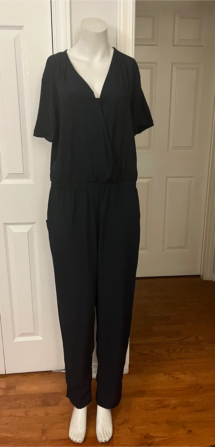 Joe Fresh Black Rayon Jumpsuit size large 10-12