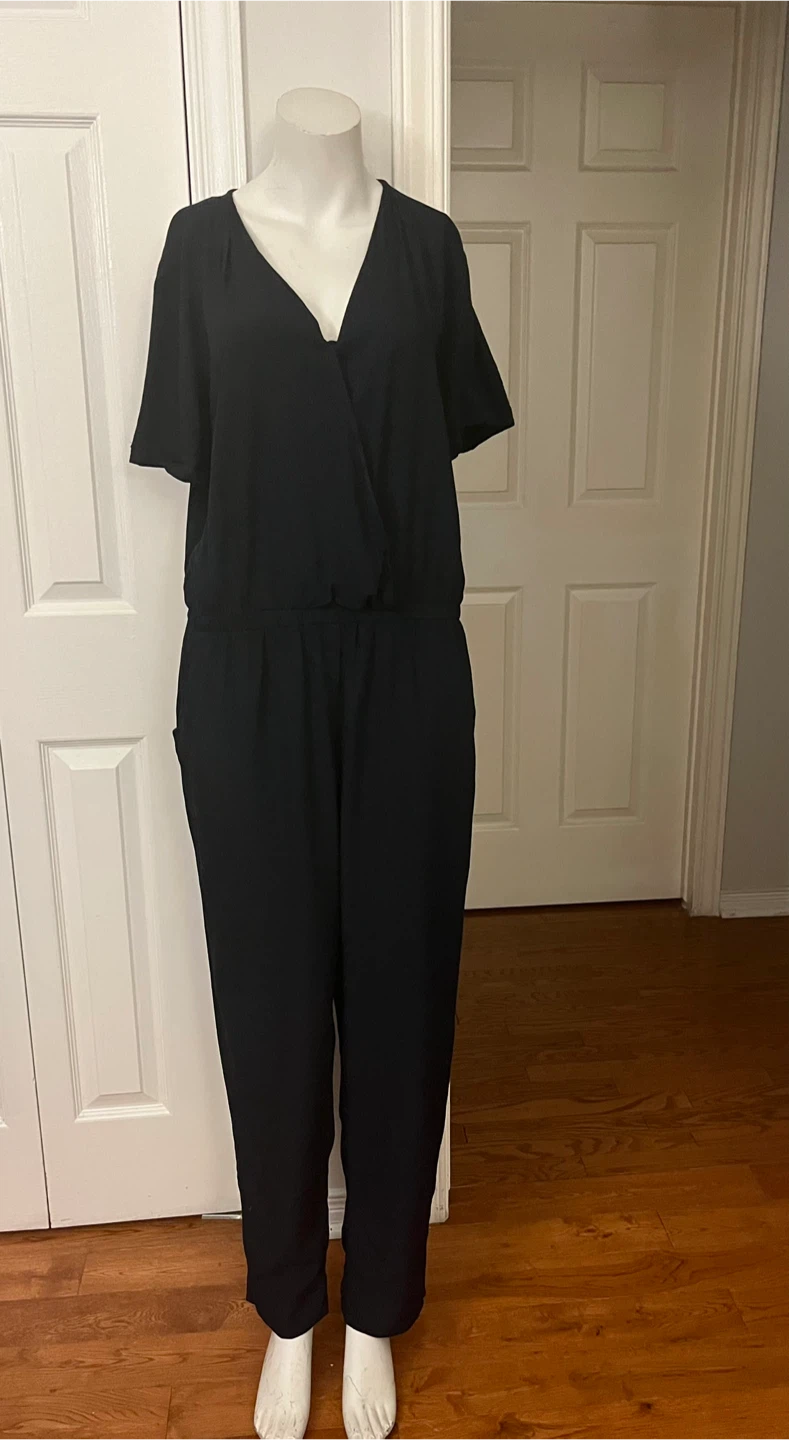 Joe Fresh Black Rayon Jumpsuit size large 10-12 - photo 4